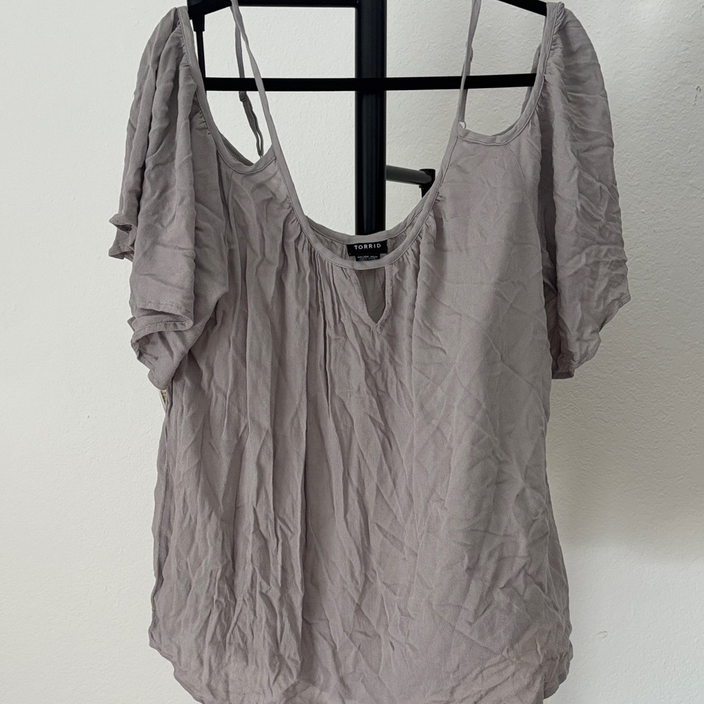 Women's Gray Top Cold Shoulder